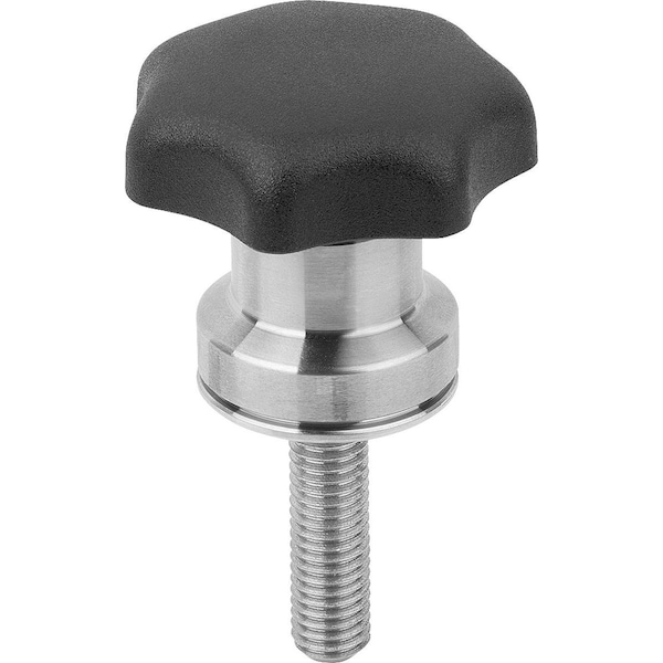 Star Grip With Clamp Force Intensif M06X10, D1=32, H=31, Form:L, Thermoplastic Black, Comp:Stainless